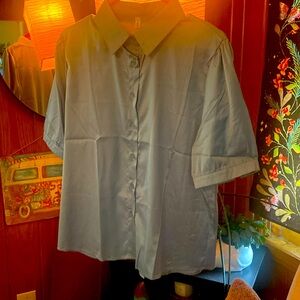 Size Lg Sateen button down blouse , button sleeves